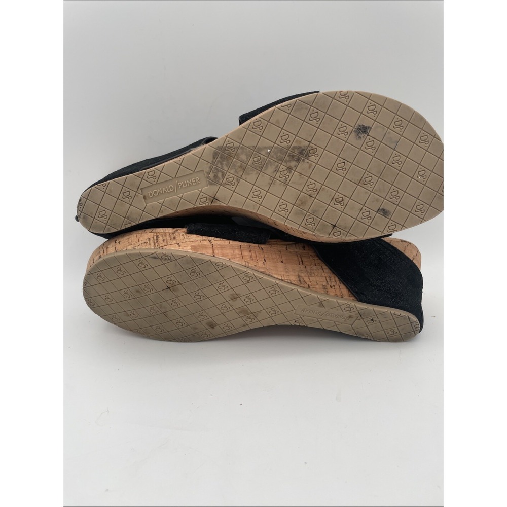 Donald Pliner Gerie Women's Size 10M Black Leather Cork Wedge Thong Sandals - Picture 10 of 11